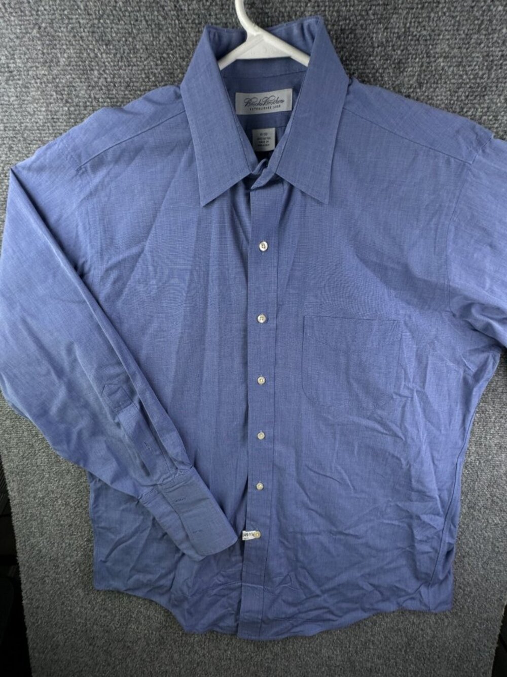 Brooks Brothers Button Up Shirt Men Long Sleeve Blue 16 33 Point Vintage Adult